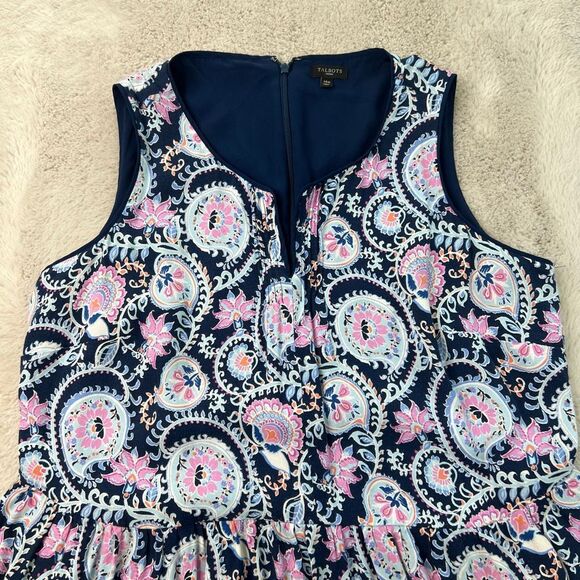 Talbots Womens Dress 14W Paisley Floral Maxi Dress Sleeveless Beach Boho Vneck - Picture 3 of 11